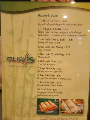 Menu photo 5 Pho 16 West Palm Beach, FL