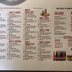 Dave's Cosmic Subs - Menu