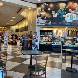 Barnes & Noble Booksellers - A view of the cafe area with a news stand in the background.