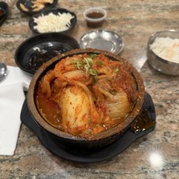 Pork neck and kimchi stew which Pork neck and kimchi stew which