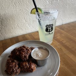 Charlie's Burgers and Street Tacos - Breakfast Nugget (Pancake batter with sausage and cheese and side of gravy)