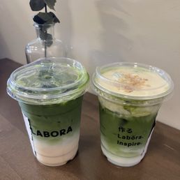 Earl grey matcha (left) and banana matcha (right) Earl grey matcha (left) and banana matcha (right)