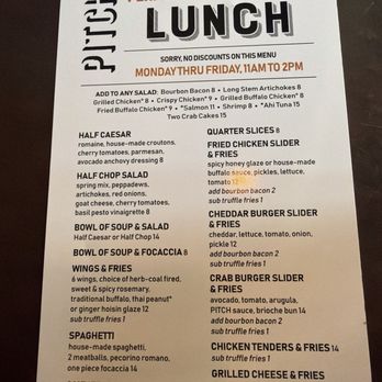 Pitch - Lunch Menu - Pizza Near Me - Scottsdale, Arizona