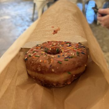 Unhinged Coffee - strawberry sprinkle donut - Coffee & Tea Near Me - Knightdale, North Carolina Unhinged Coffee - strawberry sprinkle donut - Coffee & Tea Near Me - Knightdale, North Carolina