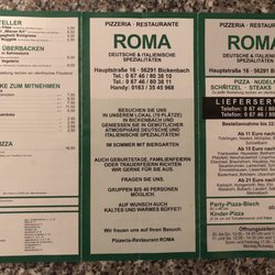 Pizzeria Roma - Speisenkarte