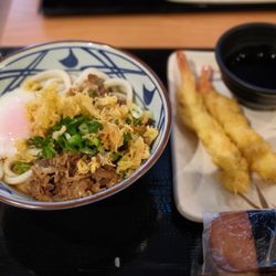 Beef ontama bukkake udon