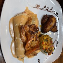 Adobo Shrimp Over Crab Enchiladas