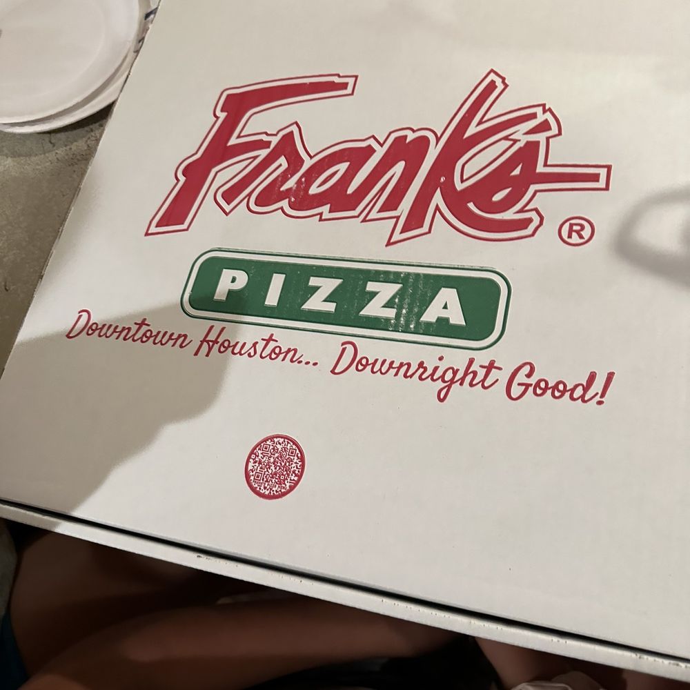 Frank's Pizza - XL box (doesn't even fit on table) ha ha - Pizza Near Me - Houston, Texas