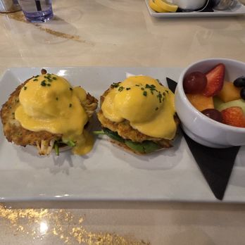 Easy Like Sunday - Crab cake benedict with fruit - Breakfast & Brunch Near Me - Baltimore, Maryland