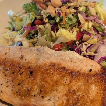 Flower Child - Miso crunch and salmon... excellent - Salad Near Me - Plano, Texas