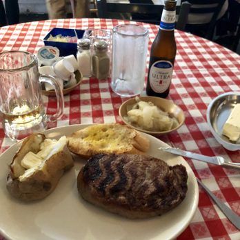 Beefmastor Inn - My dinner Ribeye, Baked Potato, grilled bread and baked onion. - Steakhouses Near Me - Wilson, North Carolina