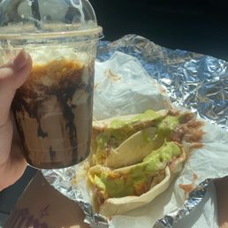 Bean egg and cheese breakfast tacos with salsa verde on top! Bean egg and cheese breakfast tacos with salsa verde on top!