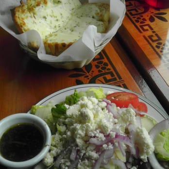 Bazbeaux Pizza - Greek salad and garlic bread with cheese? Sign me up! - Pizza Near Me - Indianapolis, Indiana