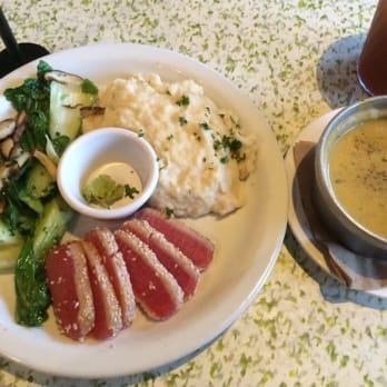 Tinleaf Fresh Kitchen - Seared ahi and butternut squash soup. Double yum. - New American Near Me - Carlsbad, California Tinleaf Fresh Kitchen - Seared ahi and butternut squash soup. Double yum. - New American Near Me - Carlsbad, California