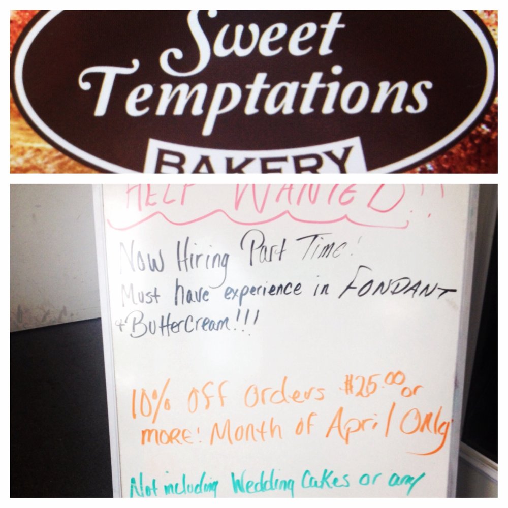 Sweet Temptations Bakery - The advertising sign in the lobby of the Sweet Temptation bakery. - Bakeries Near Me - Columbia, South Carolina