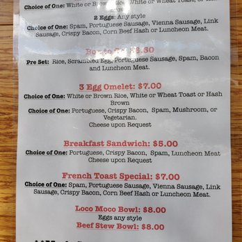 Taka's Box Lunch - Breakfast menu. - Breakfast & Brunch Near Me - Honolulu, Hawaii