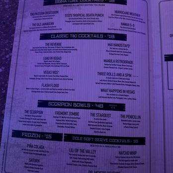 Glitter Gulch Tiki - Cocktail page of the menu! - Tiki Bars Near Me - Las Vegas, Nevada
