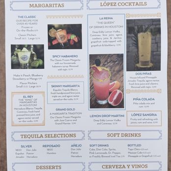 Lopez Mexican Restaurant - Drink menu - Mexican Near Me - Houston, Texas