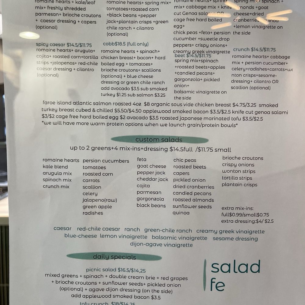 Salad Fe - Menu 5/8 - Salad Near Me - Santa Fe, New Mexico Salad Fe - Menu 5/8 - Salad Near Me - Santa Fe, New Mexico
