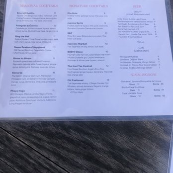 BODHI - Cocktail menu - Thai Near Me - Indianapolis, Indiana