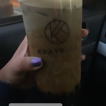 Krave Tea - Hochija Milk Tea with Black Sugar Boba (with soy milk) - Bubble Tea Near Me - Winter Park, Florida