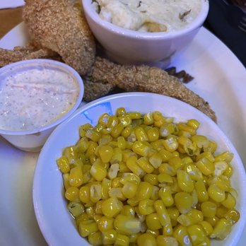Texas Roadhouse - 3 piece catfish platter with mashed potatoes and sweet corn - American Near Me - Boynton Beach, Florida