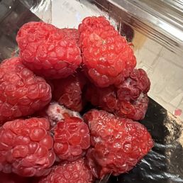 Moldy raspberries.