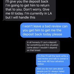 Owner asking me not to leave a review it's been a whole week and she hadn't responded since.