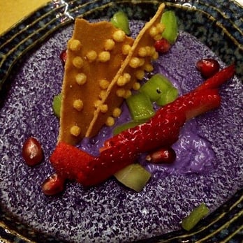 Roka Akor - Chicago - Beautiful dessert - I think this is made out of purple sweet potato. Very Asian! :) - Sushi Bars Near Me - Chicago, Illinois Roka Akor - Chicago - Beautiful dessert - I think this is made out of purple sweet potato. Very Asian! :) - Sushi Bars Near Me - Chicago, Illinois