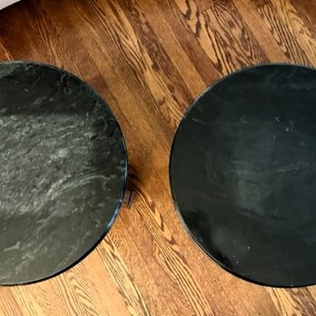 Sir Grout Seattle - Before: odd rectangle marks in the center of each tabletop - Tiling Near Me