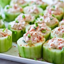 Orlando Caribbean Caterers - STUFFED CUCUMBERS WITH GOAT CHEESE AND DILL SPRINKLES
