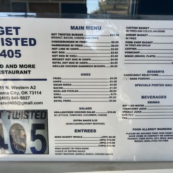 Get Twisted 405 - the menu for the restaurant - Salad Near Me - Oklahoma City, Oklahoma