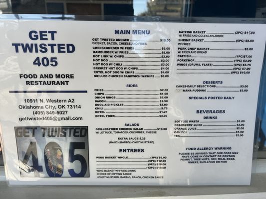 Menu photo 1 Get Twisted 405 Oklahoma City, OK