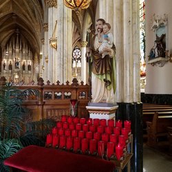 Sweetest Heart Of Mary - All the statues in here have stands holding votive candles of different colored glass