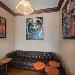 Cozy seating area (and cool art)
