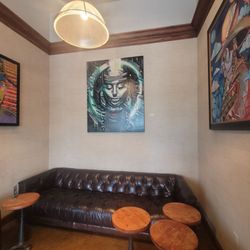 Cozy seating area (and cool art)