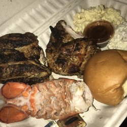 KC’s BBQ - 1/2 chicken & Lobster Tail, 2 sides, roll