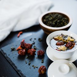 The Way - Eight Treasure Tea, one of our proprietary tea mixes - a sweet, soothing and comforting tea for both hot and cold weather.