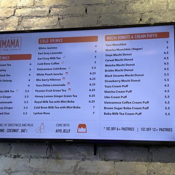 AlimamaTea - Menu 3/2026 - Desserts Near Me - New York, New York