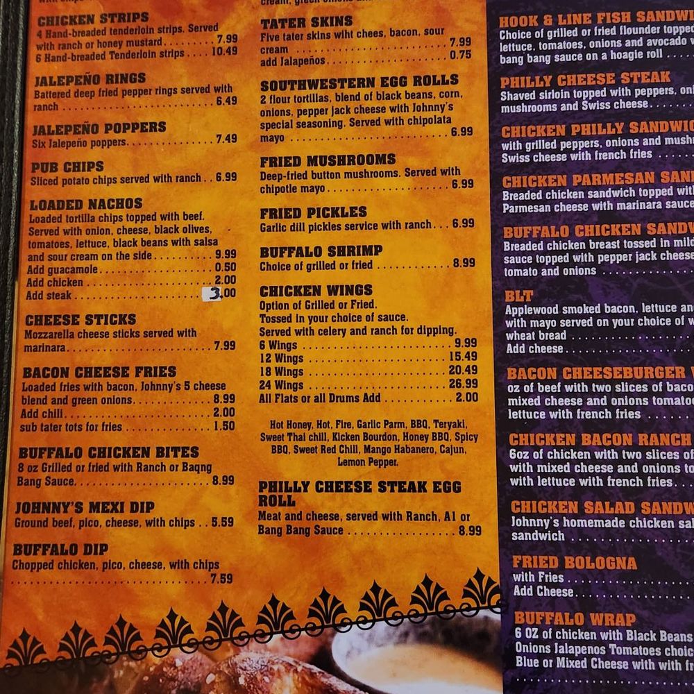 Johnny's  Bar and Grill - Menu - New American Near Me - Lincolnton, North Carolina