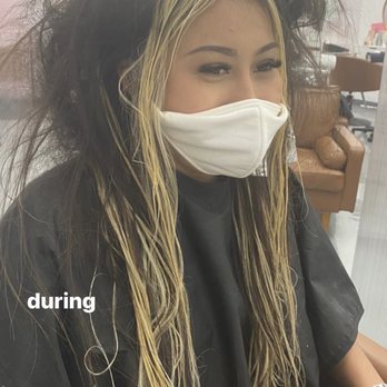 Capelli Hair Salon - during the bleaching process - Hair Extensions Near Me - Las Vegas, Nevada