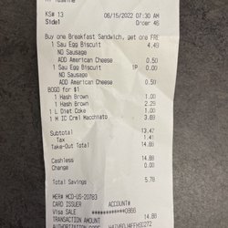 McDonald's - Receipt