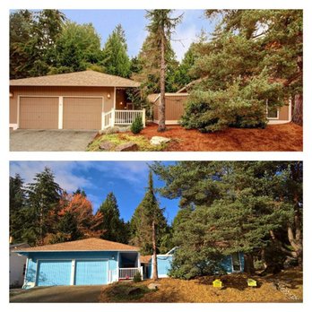 College Pro - Before and after - we loved the bright blue color we chose for our house! - Painters Near Me College Pro - Before and after - we loved the bright blue color we chose for our house! - Painters Near Me