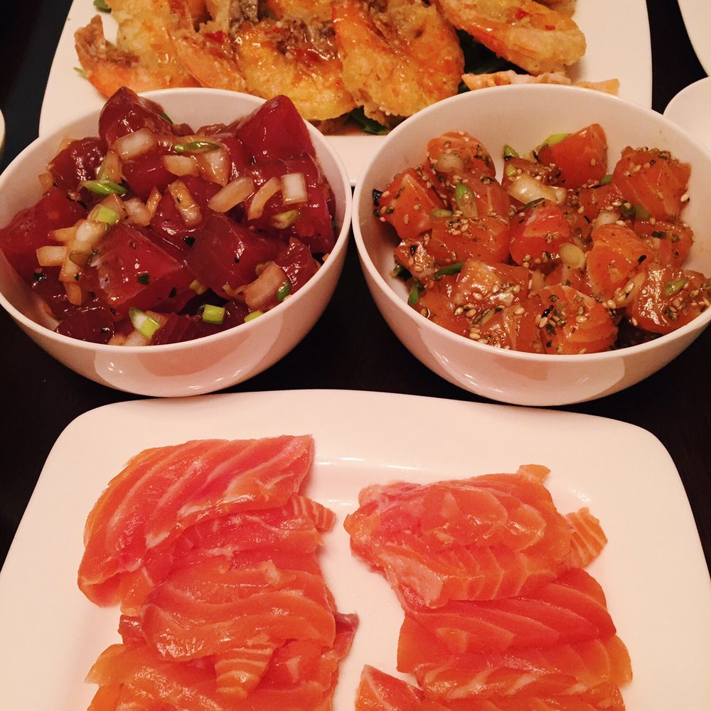 Shoyu (soy sauce) garlic Tuna poké // Furikake Salmon poké // Salmon Sashimi Shoyu (soy sauce) garlic Tuna poké // Furikake Salmon poké // Salmon Sashimi