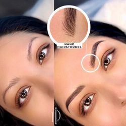 DOTTED Ink - Before & after of Combo Brows (Nano hairstrokes in the front and Ombre towards the back)