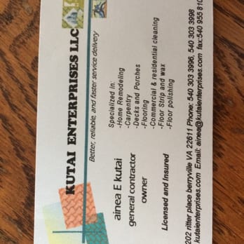 Kutai Enterprises - The company business card. - General Contractors Near Me - Berryville, Virginia Kutai Enterprises - The company business card. - General Contractors Near Me - Berryville, Virginia