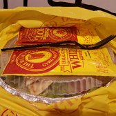 Photo of The Halal Guys - Costa Mesa, CA, United States. Beautiful to-go bag and its contents