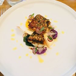 Thomas Carr @ The Olive Room - Hazelnut crusted stone bass