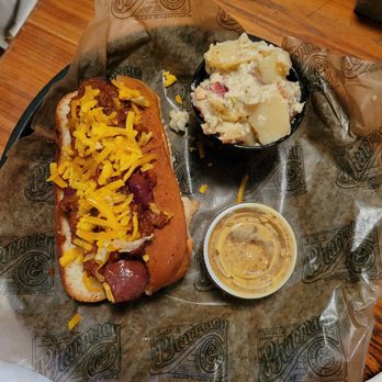 The Pharmacy - Bratwurst, potato salad - Burgers Near Me - Nashville, Tennessee The Pharmacy - Bratwurst, potato salad - Burgers Near Me - Nashville, Tennessee
