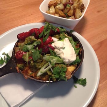 Little Collins - Chorizo Iberico with salsa verde, cream fraiche and coriander with a side of homemade fries - Breakfast & Brunch Near Me - Amsterdam, New Hampshire